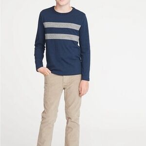 OLD NAVY Boy's Long Sleeve Striped 10-12 Large  Boys Blue Shirt